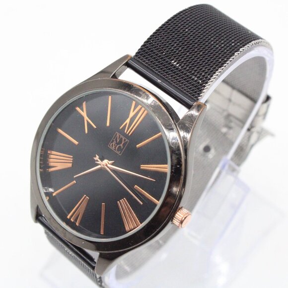 NY&C Watch Womens Black Tone Stainless Steel Classic Roman Numbers Quartz Y2k - Picture 1 of 8